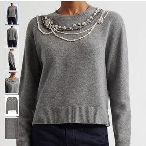 Cinq a sept Liliana  Gray Women's Sweater with embellished pearls size small